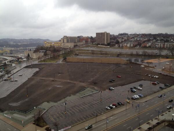 Photo of the former site of Civic Arena post demolition.