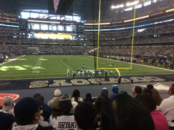 Seat view from section 124 at AT&T Stadium, home of the Dallas Cowboys