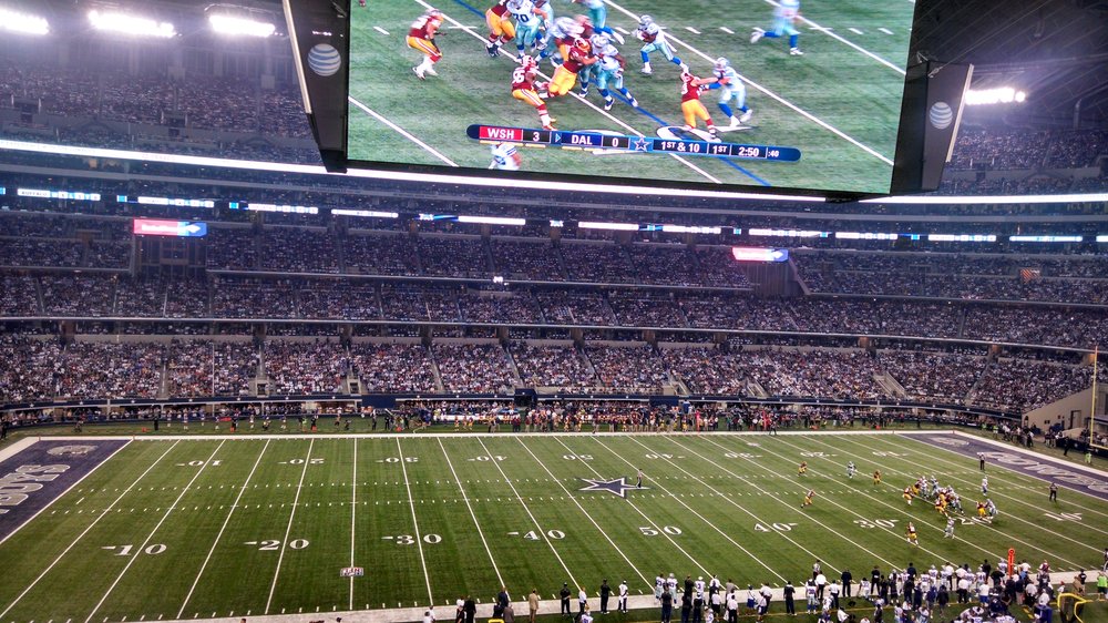 Seat view from section 212 at AT&T Stadium, home of the Dallas Cowboys