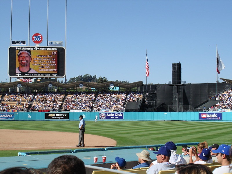 Photo taken from the Baseline Club seats at Dodger Stadium during a Los Angeles Dodgers game.
