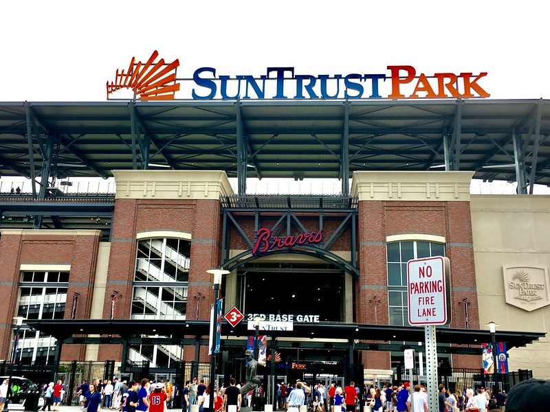Exterior photo of SunTrust Park, home of the Atlanta Braves.