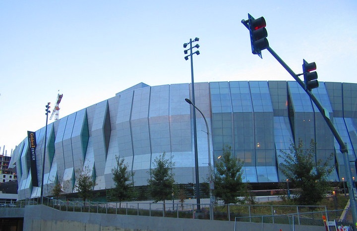 Exterior photo of the Golden 1 Center in Sacramento, California.