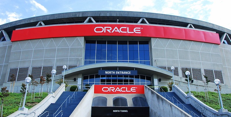 Exterior photo of the Oracle Arena. Former home of the Golden State Warriors.