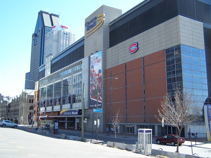 Exterior photo of the Bell Centre in Montreal, Quebec. Home of the Montreal Canadiens.