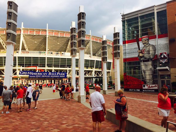 Exterior photo of Great American Ballpark in Cincinnati, Ohio.
