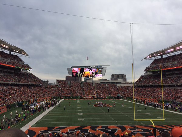 View of the field from the end zone seats at Paul Brown Stadium.