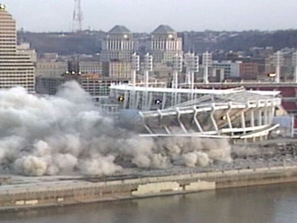 Photo of the Cinergy Field implosion from Kentucky. Thanks for the Memories. 