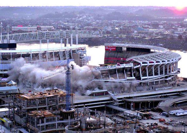Photo of the Cinergy Field Implosion from Ohio.