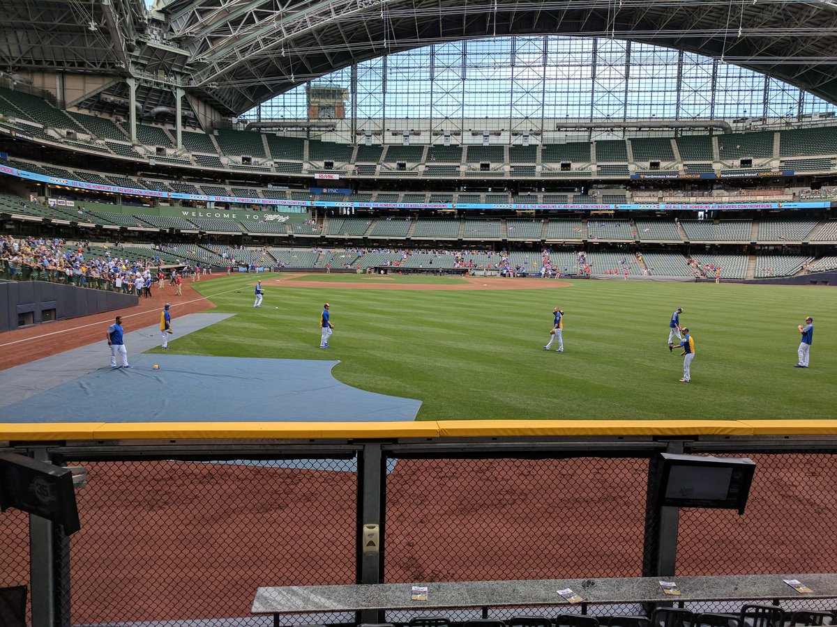 View from the field bleachers box seats at Miller Park. Home of the Milwaukee Brewers.