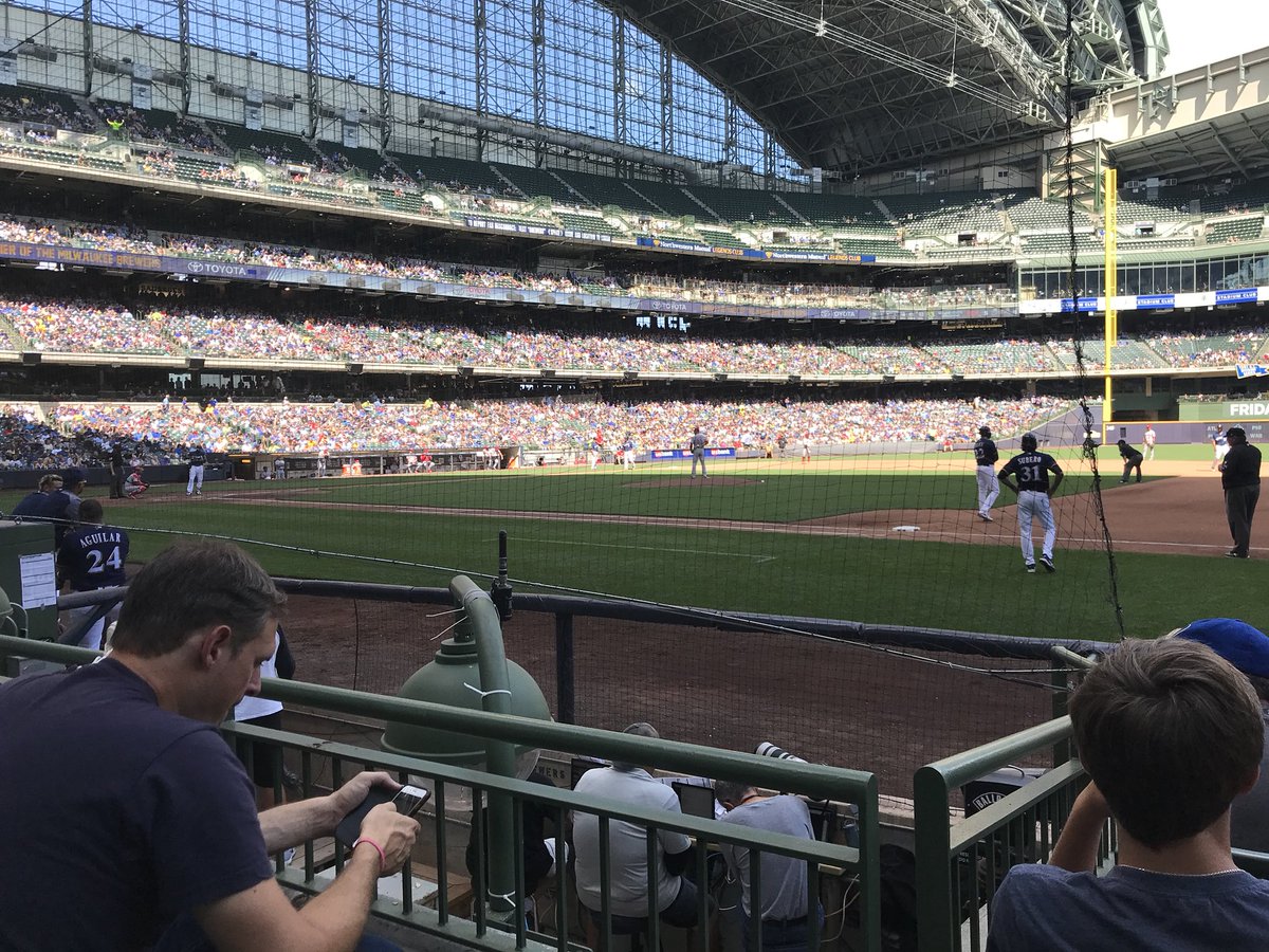 View from the field diamond box seats at Miller Park. Home of the Milwaukee Brewers.