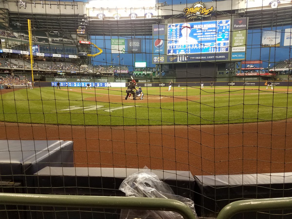 View from the field diamond platinum seats at Miller Park. Home of the Milwaukee Brewers.