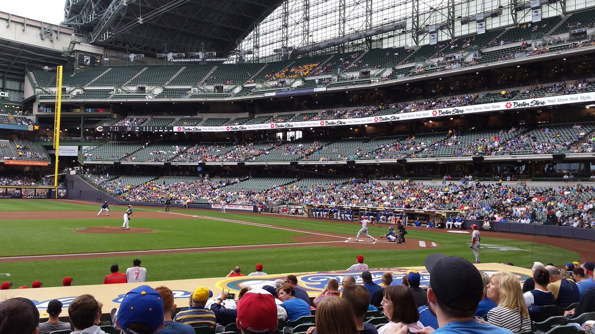 View from the field infield platinum seats at Miller Park. Home of the Milwaukee Brewers.