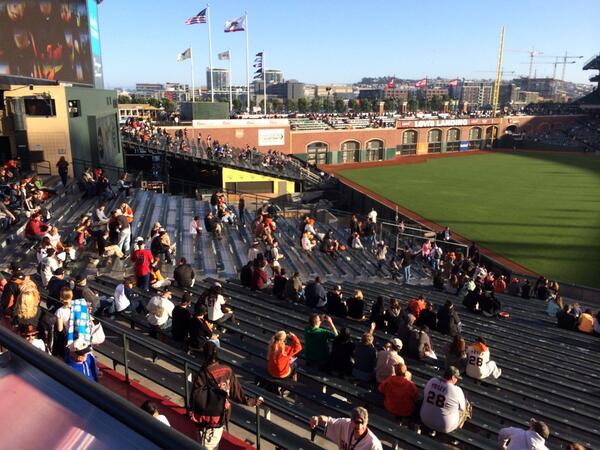 View from the bleachers at AT&T Park during a San Francisco Giants game.