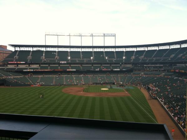 Photo of Oriole Park at Camden Yards from the left field club box seats.