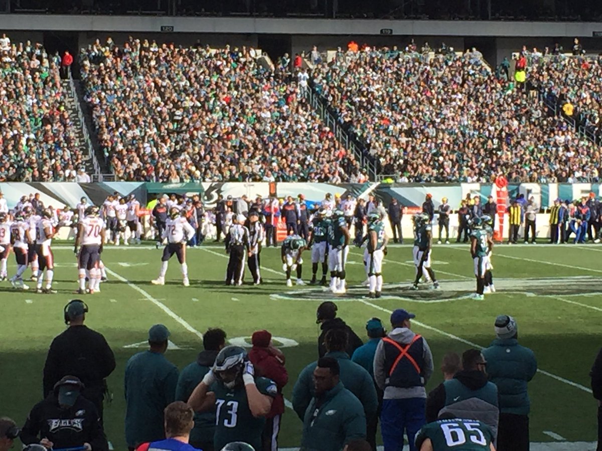 Photo of Philadelphia Eagles players at Lincoln Financial Field.