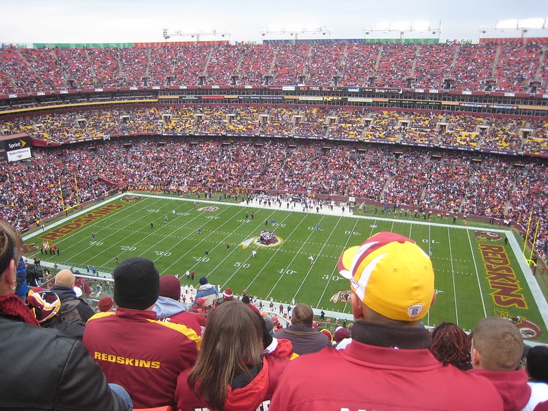 Photo taken from the upper level seats at Fedex Field during a Washington Redskins home game.