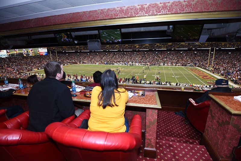 Photo taken from an Owner's Suite at Fedex Field during a Washington Redskins home game.