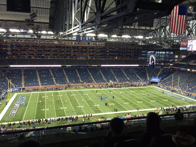 View from Club 200 seats at Ford Field during a Detroit Lions game.