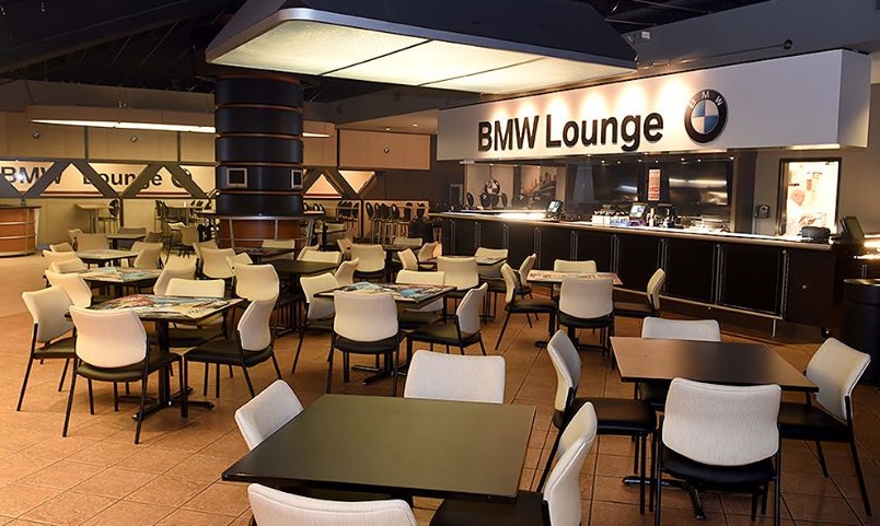 Interior photo of the BMW Lounge at Gila River Arena, home of the Arizona Coyotes.