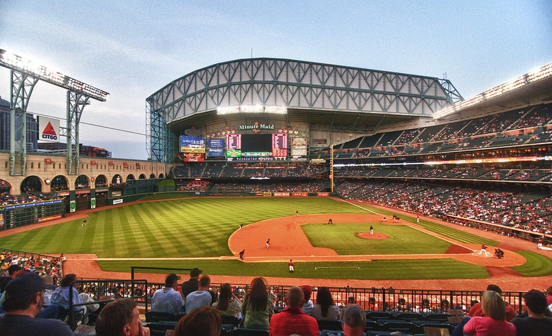 Photo of the field at Minute Maid Park. Home of the Houston Astros.