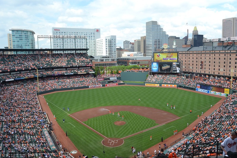Photo of the playing field at Oriole Park at Camden Yards. Home of the Baltimore Orioles.
