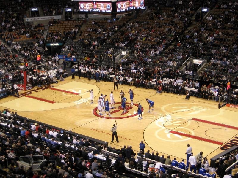 Photo taken from the upper level of Scotiabank Arena during a Toronto Raptors home game.