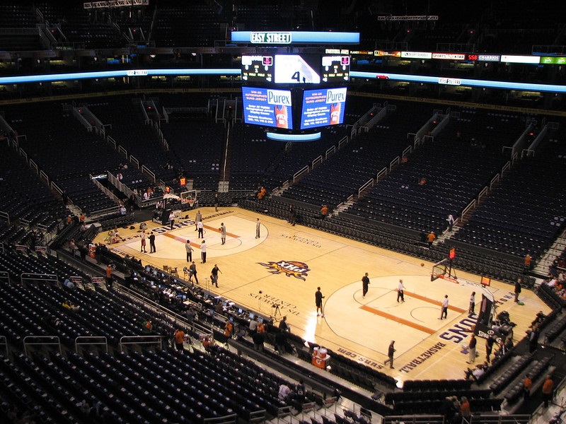 Photo of the court at Talking Stick Resort Arena. Home of the Phoenix Suns.