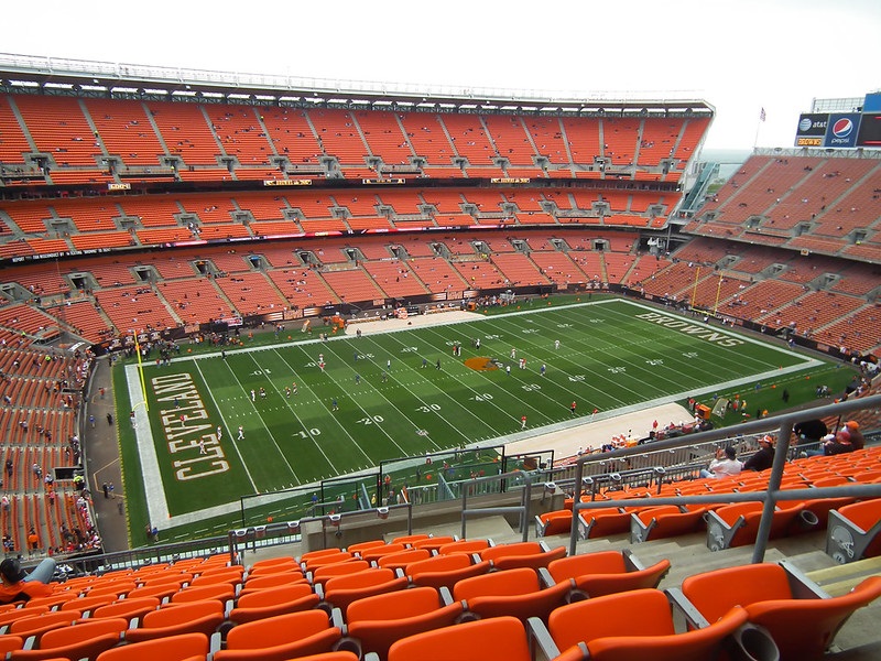 Photo of the playing field at FirstEnergy Stadium. Home of the Cleveland Browns.
