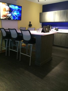 Interior photo of a suite at the KeyBank Center, home of the Buffalo Sabres.