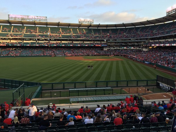 Outfield view at Angel Stadium of Anaheim