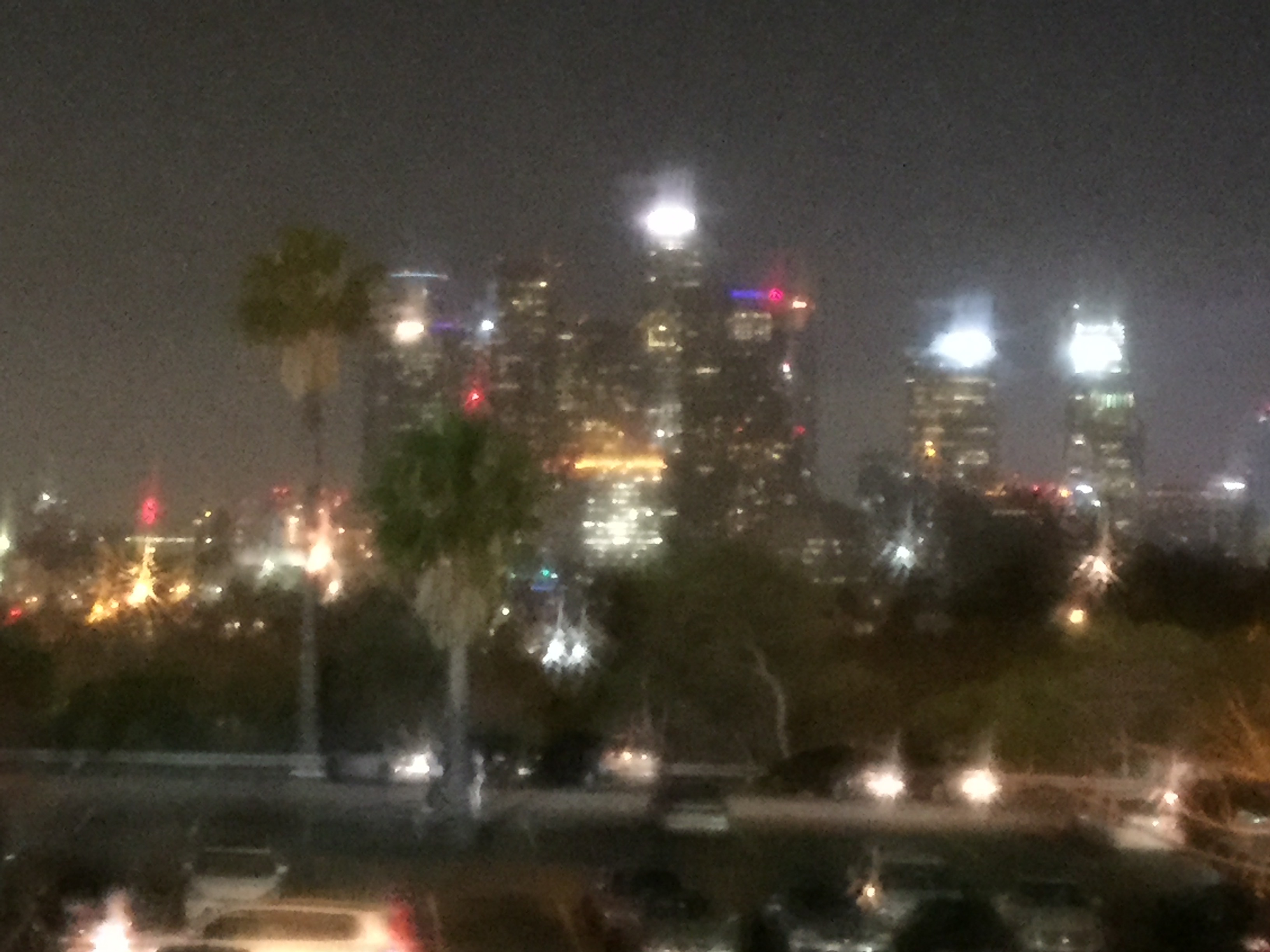 Photo of downtown Los Angeles from Dodger Stadium.