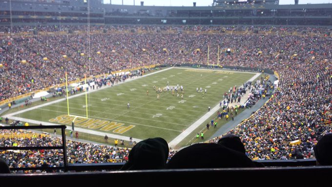 View from the Miller Lite Deck at Lambeau Field during a Green Bay Packers game.