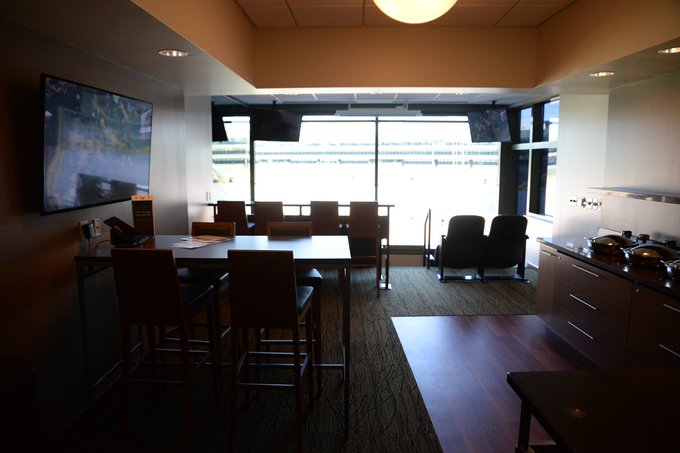 Interior photo of a suite at Lambeau Field in Green Bay, Wisconsin.
