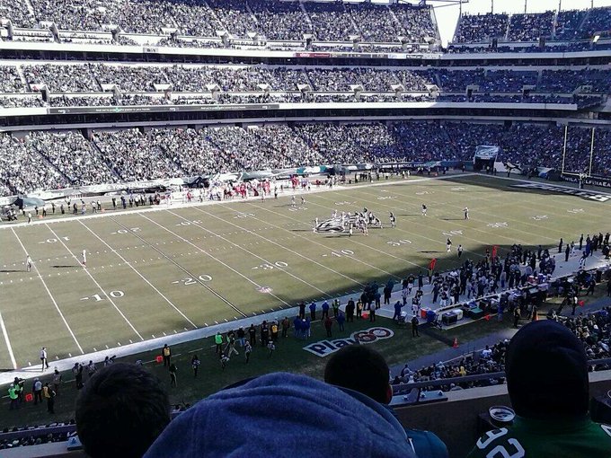 View from the club level seats at Lincoln Financial Field during a Philadelphia Eagles game.