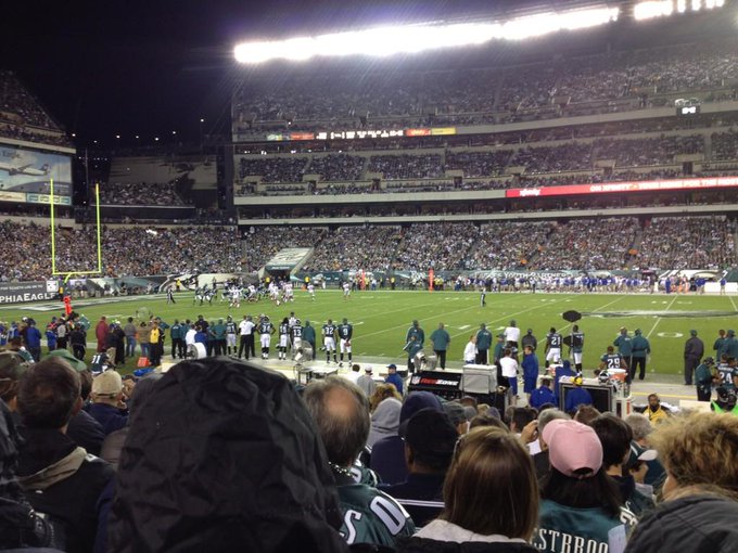 View from the lower level seats at Lincoln Financial Field during a Philadelphia Eagles game.
