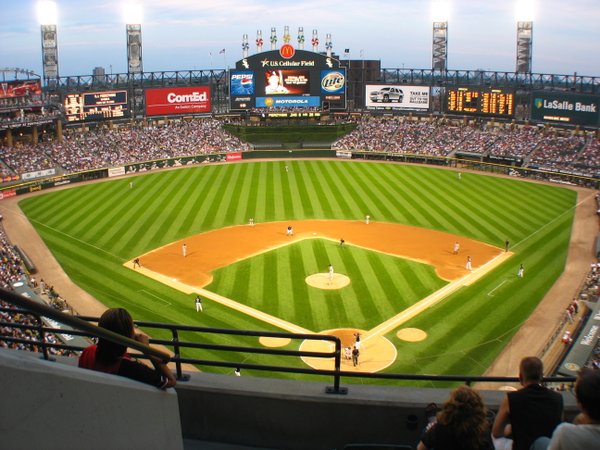 Photo of U.S. Cellular Field from the upper level, Home of the Chicago White Sox.