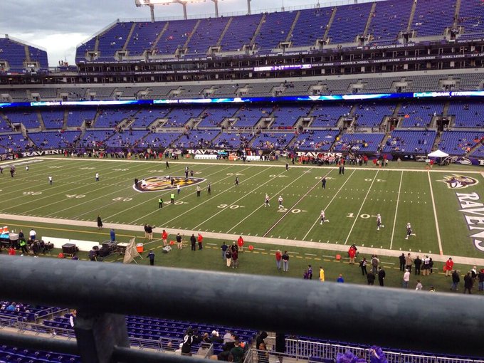 View from the club level seats at M&T Bank Stadium during a Baltimore Ravens game.