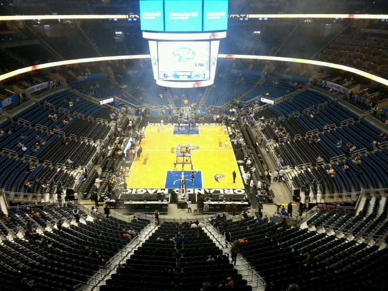 Seat view from section 201 at the Amway Center, home of the Orlando Magic. 