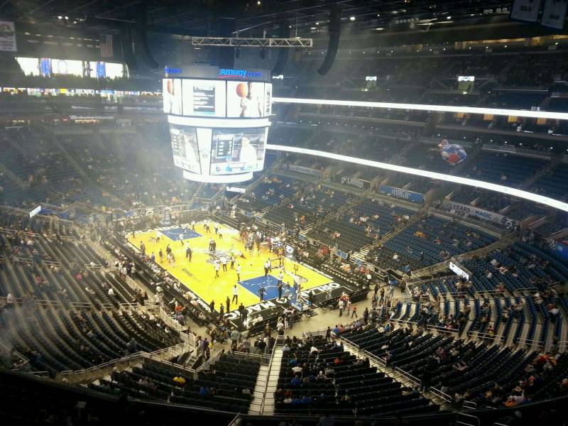 Seat view from section 220 at the Amway Center, home of the Orlando Magic. 