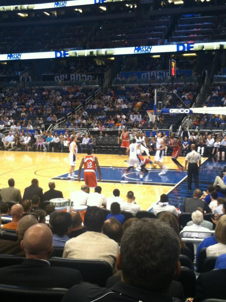 Seat view from section 104 at the Amway Center, home of the Orlando Magic. 