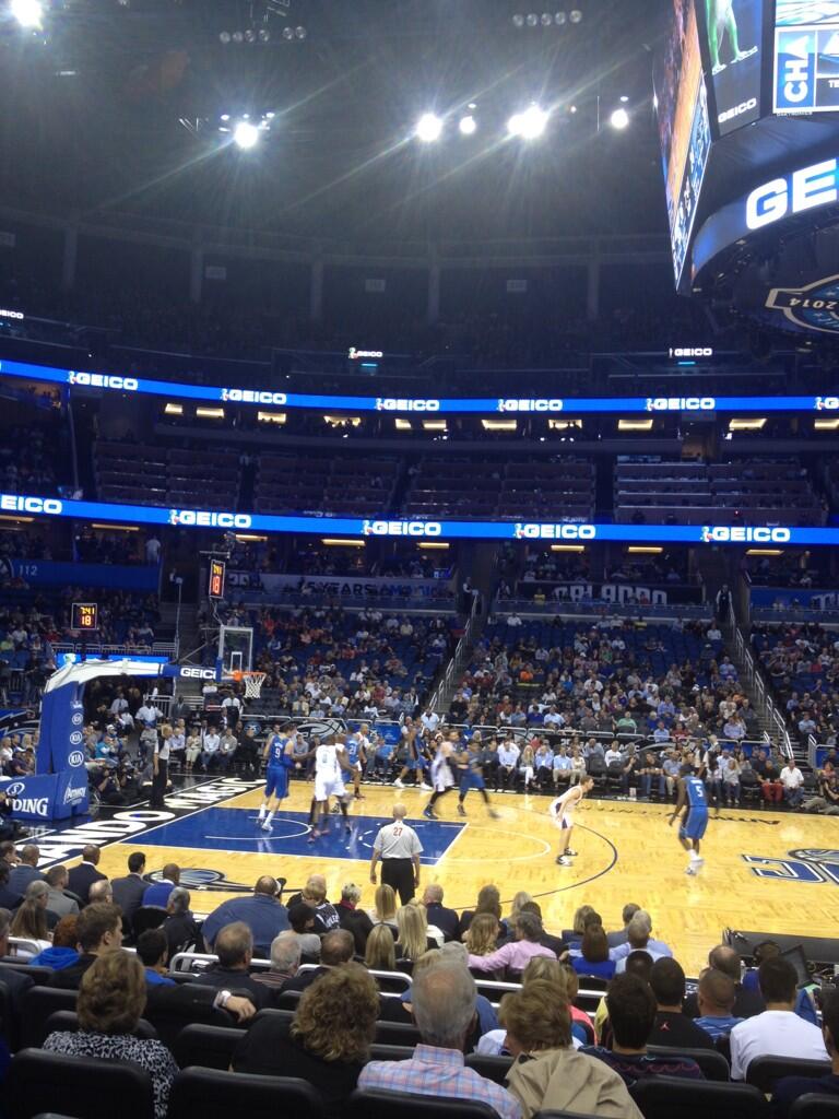 Seat view from section 106 at the Amway Center, home of the Orlando Magic. 