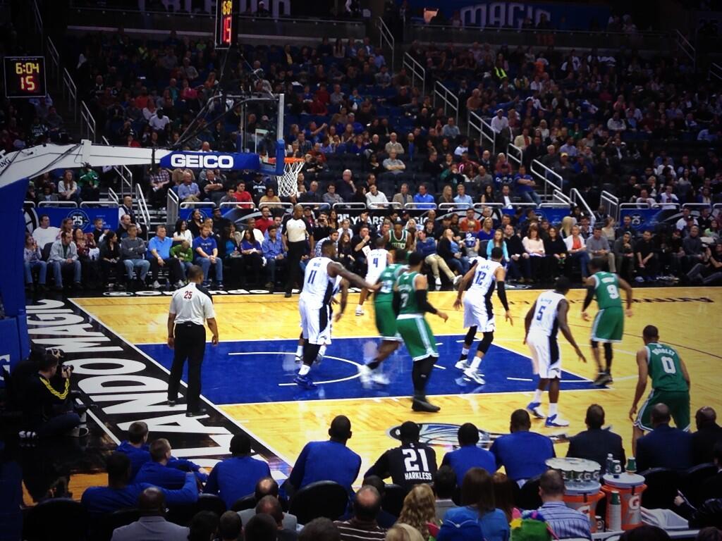 Seat view from section 107 at the Amway Center, home of the Orlando Magic. 