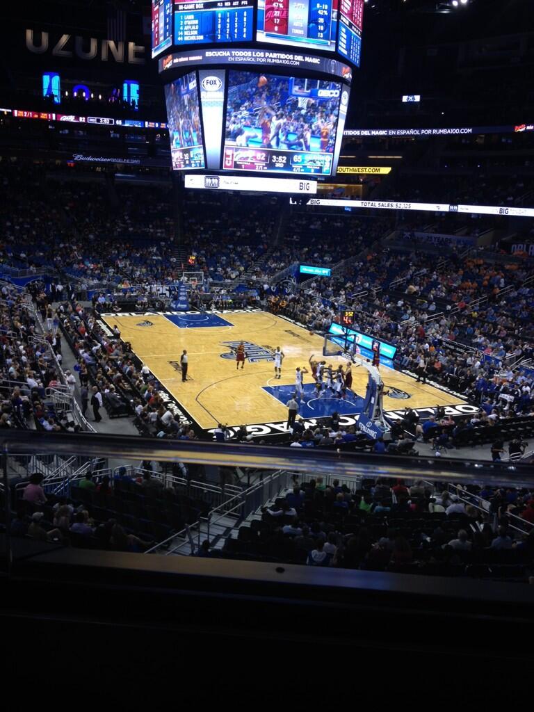 Seat view from section 203 at the Amway Center, home of the Orlando Magic. 