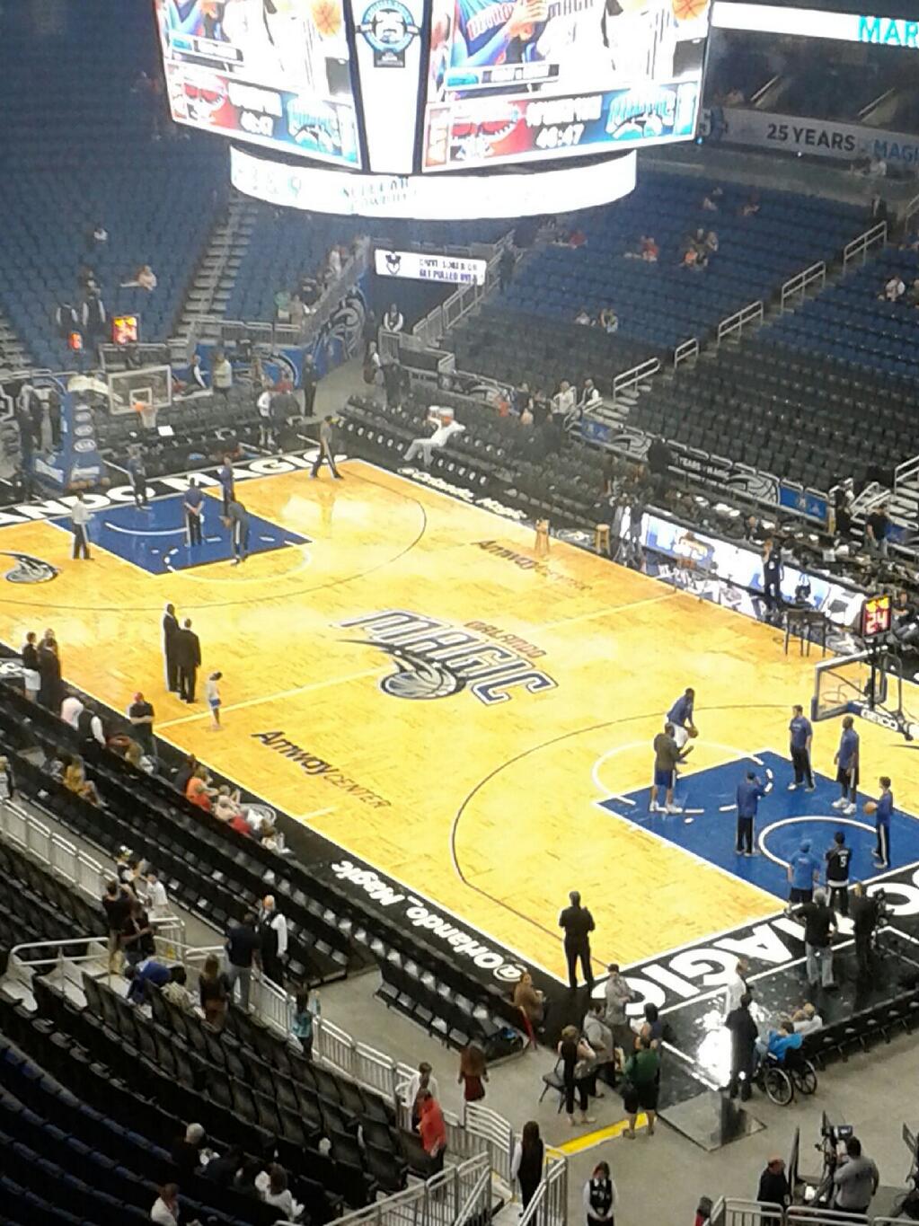 Seat view from section 221 at the Amway Center, home of the Orlando Magic. 