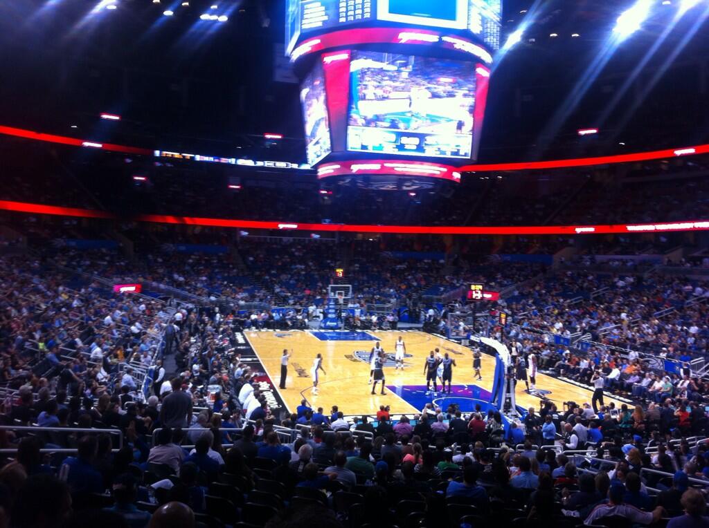 Seat view from section 102 at the Amway Center, home of the Orlando Magic. 