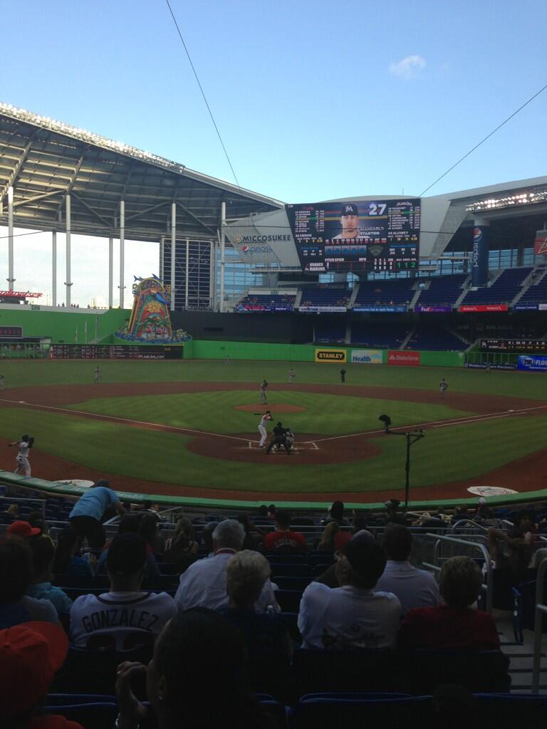 Seat view from section 14 at Marlins Park, home of the Miami Marlins