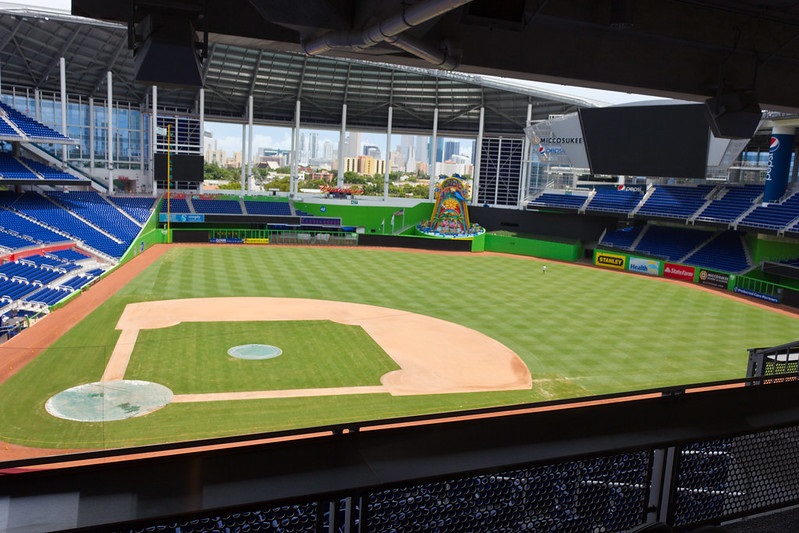 Photo taken from the legends level of Marlins Park before a Miami Marlins home game.