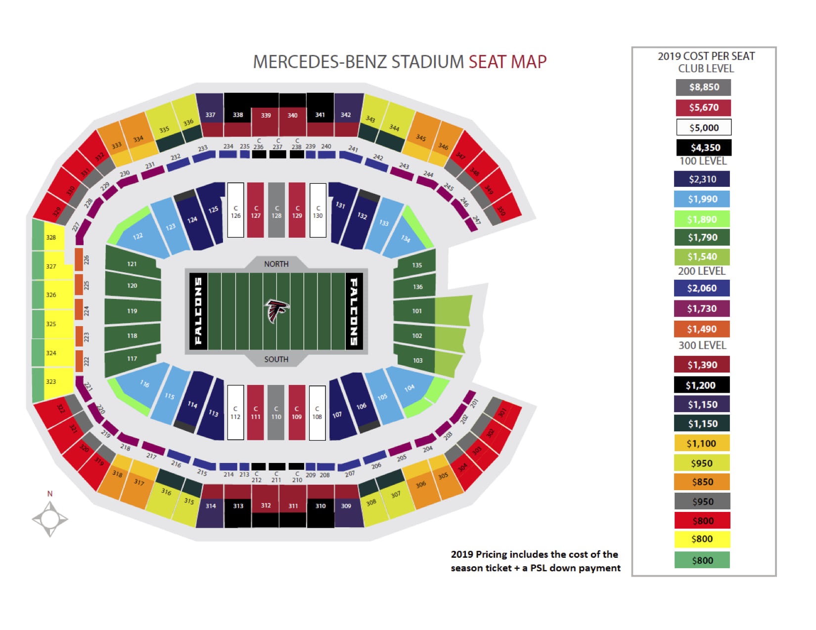 Mercedes-Benz Stadium Seating Chart, Atlanta Falcons