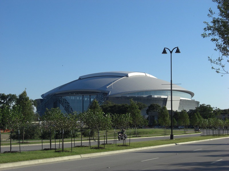 Exterior photo of AT&T Stadium. Home of the Dallas Cowboys.