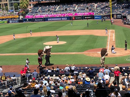 Photo of the Anchorman Race at Petco Park during a San Diego Padres home game.